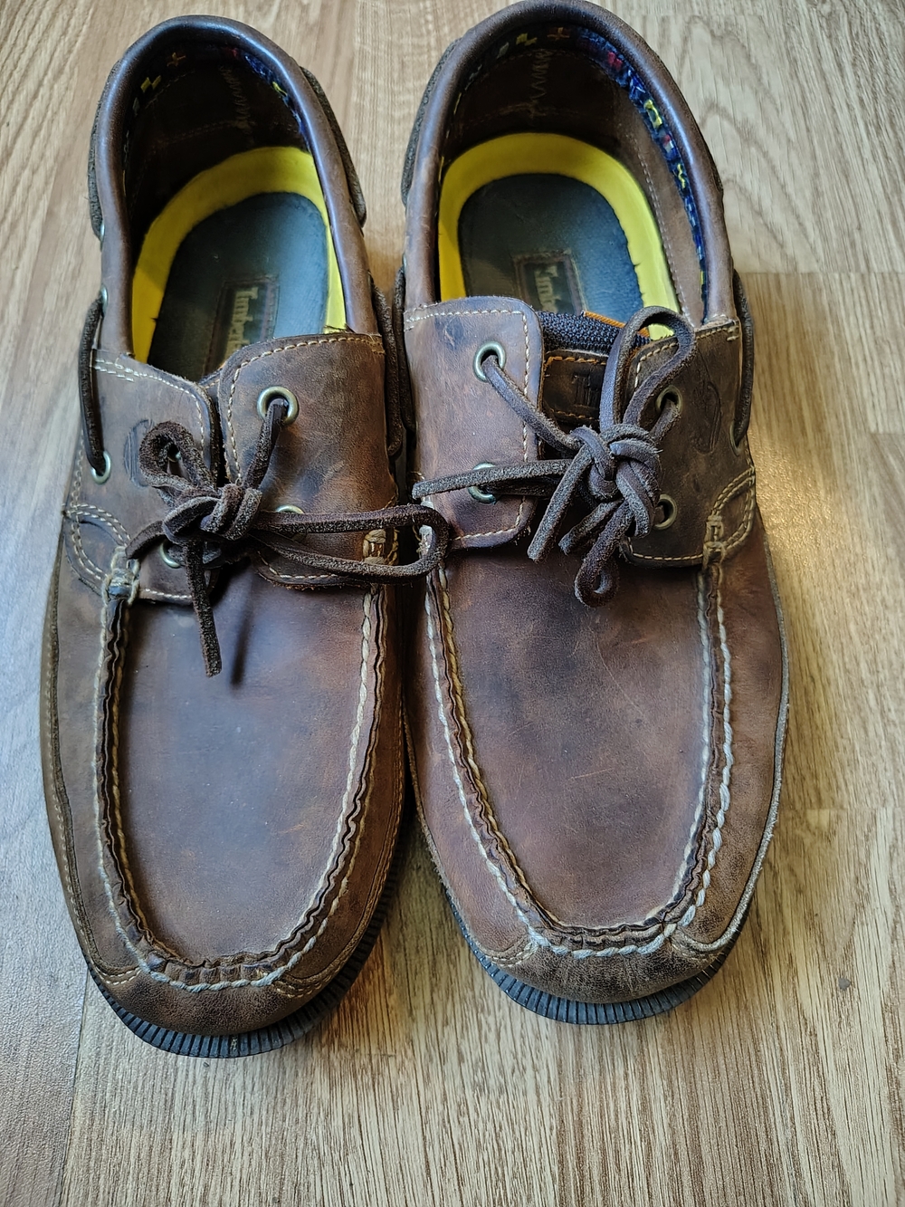 Timberland Boat Shoes Distressed Leather Rugged Men's Size 10M Brown Preppy